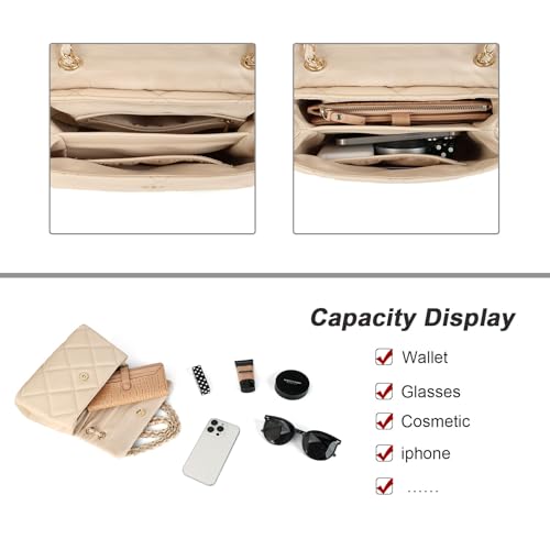 Image of Gladdon Quilted Crossbody Purses for Women Small Ladies Shoulder Bags with Chain Trendy Clutch Purse Cute Designer Bag