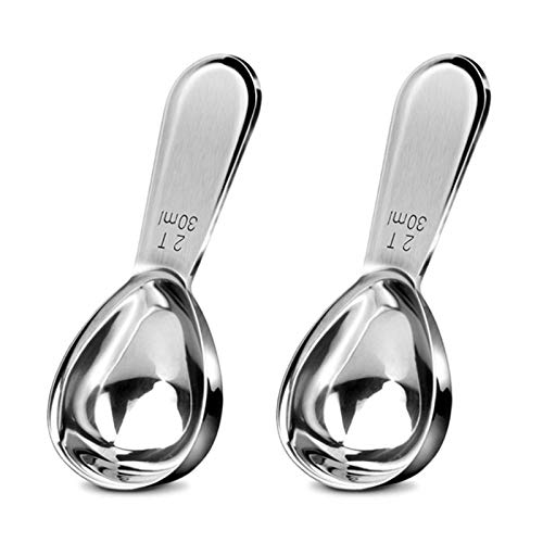 kiniza Coffee Scoop 2pcs 30ml Stainless Steel Tablespoon Measuring Spoon，Exact Measuring Spoon for Coffee Tea Sugar Flour