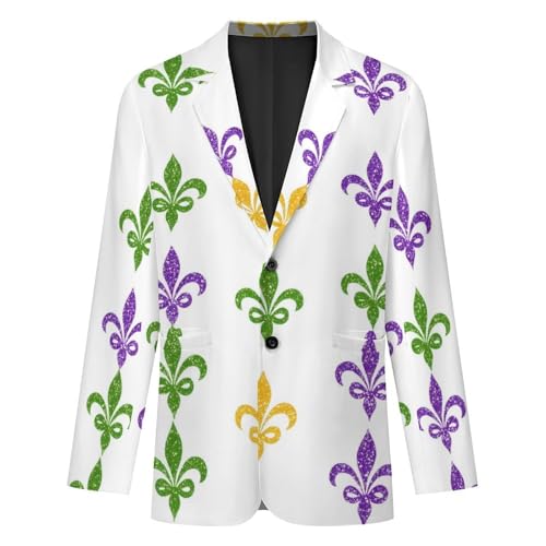 Mardi and Gras Fleurde-Lis Mens Blazer Lightweight Sport Coat Two Button Suit Jackets4