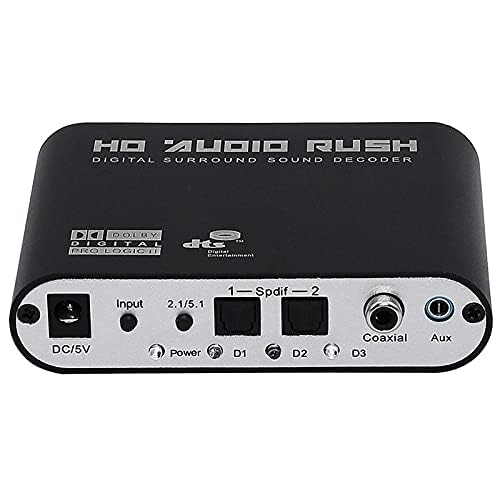 Image of 5.1 /2.1 HD Audio Rush Digital Sound Decoder Converter, Optical SPDIF, Coaxial Dolby AC3 DTS Stereo(R /L) to 5.1CH 2.1CH Analog Audio for PS3, STB, DVD, HD Player, Xbox 360 and More