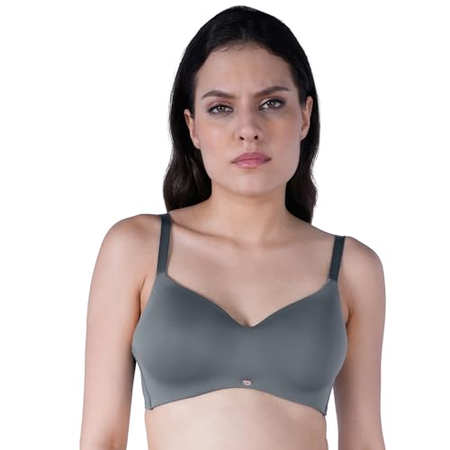 Image of SOIE Women's Full Coverage Padded Non-Wired Seamless T-Shirt Bra | Ultra Soft Nylon Spandex with Adjustable Straps, Side Support & Smooth Invisible Finish