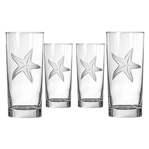 Rolf Glass Starfish Cooler Drinking Glass, 4 Count (Pack of 1), Clear
