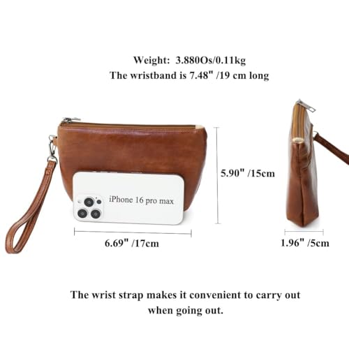 Image of Small Wristlet Wallets for Women, Zip Clutch Bag with Wristlet Pouch, 3-Zipper Original Design
