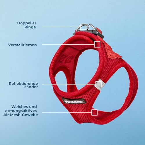 Voyager Step-In Air Hundegeschirr by Best Pet Supplies - All Weather Mesh Step in Vest Harness für kleine und mittlere Hunde, Rot, size L - Brust 45-52 cm