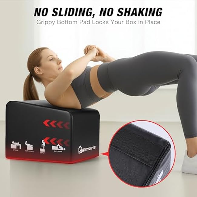 Hip Thrust Bench, Multi-Functional Workout Box with Non-Slip Pad for Hip Thrust, Glute Bridge, Strength Training, 700LB Load Capacity, Glute Workout Equipment for Home and Gym