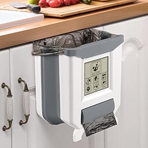 Gintan 9-Litre Foldable Kitchen Waste Bin, Hanging Bin for Kitchen, Car, Bathroom, Office or Bedroom