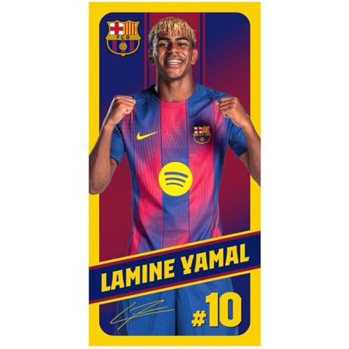 Barcelona FC Serviettes de plage en microfibre Motif Lamine Yamal, Pedri et écusson 70 x 140 cm 9 motifs au choix (Lamine 915059)