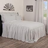 Piper Classics Annabelle Gray Ruffled Bedspread, Queen Size Coverlet, HIgh Skirt on 3 Sides, Light Gray, Lightweight, Vintage Farmhouse Style Bedding