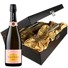Buy Veuve Clicquot Rosé Champagne with Elegant Flutes in a Stylish Wooden Presentation Box 75cl 12.5% ABV – DrinxCom