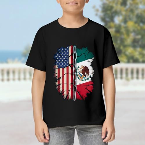 Cool Half Mexican and American Mexico America USA Flag T Shirt Kids for 4-13 Years Old Children2