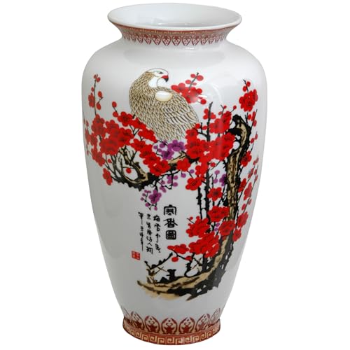 Red Lantern 14" Cherry Blossom Porcelain Tung Chi Vase