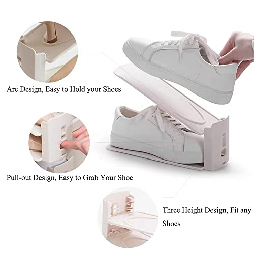 Yagizaai Bayou Shoe Slots, 8 Pcs Shoes Slots Organizer, 3-Level Adjustable Shoe Stacker, Upgraded Shoe Space Saver, 50% Space-Saving Shoe Holders(Apricot) #TOP2
