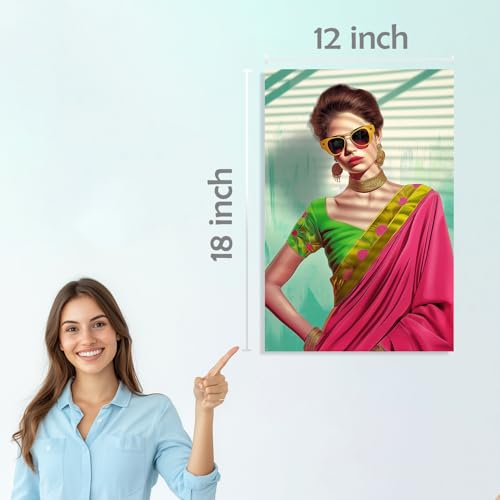 Image of SiddArtify Modern Pop Art Women in Sarees Print Set - 300GSM Board - 12x18 Inch - Pack of 6 Wall Room Decoration art Poster Prints