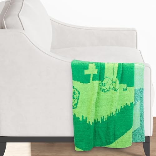 Image of Jay Franco Minecraft Creeper Feather Knit Fluffy Throw Blanket - Fuzzy Blanket Measures 50 x 60 Inch - Super Soft Lightweight Gamer Bedding