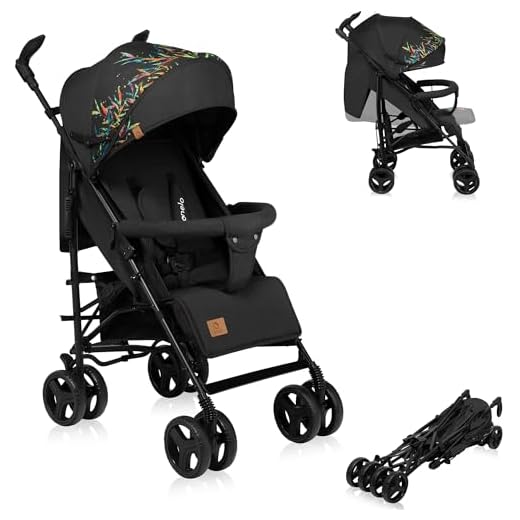 LIONELO Irma poussette canne à 15 kg, légère et compacte, réglage du dossier jusqu’à la position couchée, grand panier système de pliage rapide, moustiquaire, chauffe-pieds