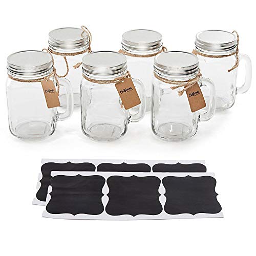 Glass Bottles 6 Majon Jars Vintage Mason Jar Mugs with Chalkboard Labels