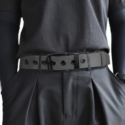 moonsix Cut to Fit Nylon Holes Belt with Alloy Square Buckle Casual Single Grommet Webbing Belt for Men Women4