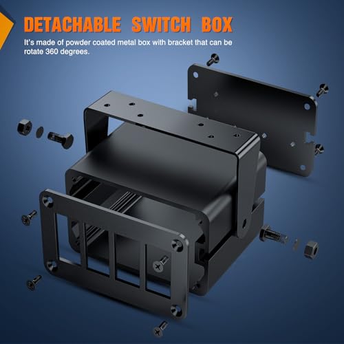 Image of Nilight 4 Gang Rocker Switch Box Detachable Housing 4 Holes Aluminum Panel | Rotatable Mount Bracket DIY Installation Housing with Rocker Switches Voltmeter USB Socket for Boats Cars RVs Trucks 12V 24V