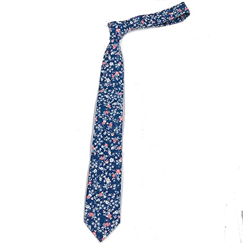 Image of Mantieqingway Men Skinny Tie Cotton Floral Necktie for Wedding Groomsmen Tie