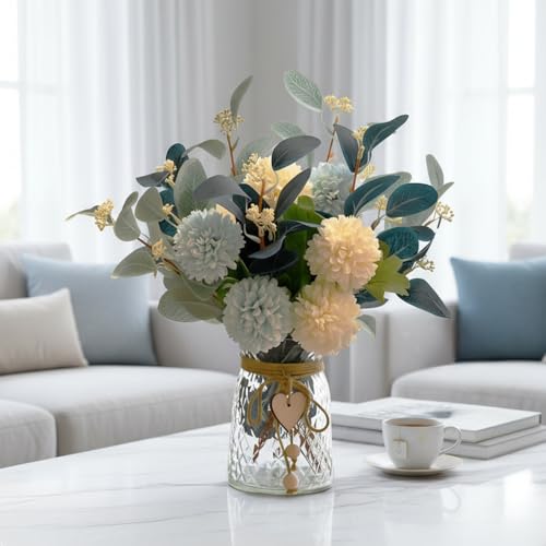 LADADA Artificial Flowers with Vase, Floral Arrangements forHydrangea Flower Dining