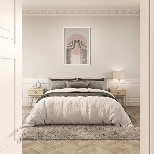 Art mural abstrait beige 50x70 cadre blanc impression deco