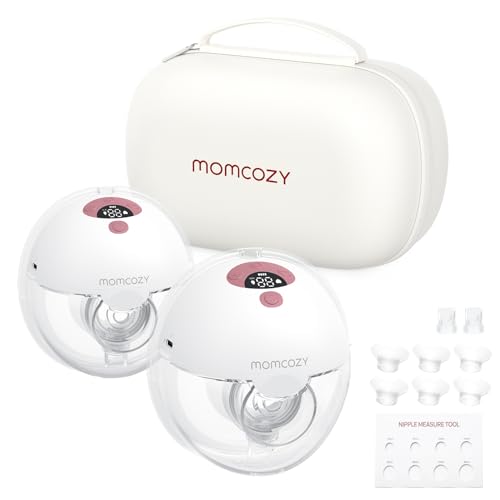 Image of Momcozy Breast Pump Hands Free M5, Wearable Breast Pump of Baby Mouth Double-Sealed Flange with 3 Modes & 9 Levels, Electric Breast Pump Portable - 24mm, 2 Pack Cozy Red