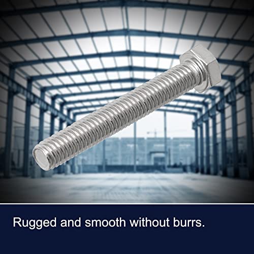 Image of M5 x 45mm Hex Head Bolts Screws Grade 5.8 Stainless Steel, Fasteners Fully Machine Threaded SUS304 10 Pcs