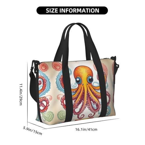 Travel Duffle Bag Weekender Bag Carry On Tote Bag Sport Gym Bag for Women Men Color octopus Print4