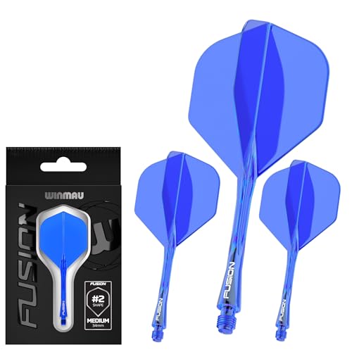 Image of Winmau Fusion No.2 Integrated Flight & Shaft System - Lightweight Replacement Set for Steel & Soft Tip Darts - 90-Degree Wing Design Sizes