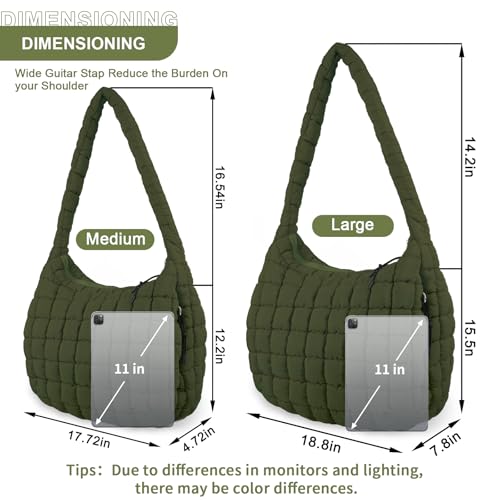 Image of Quilted Puffer Tote Bag Purse Puffy Crossbody Shoulder Bag,Lightweight Nylon Hobo Bag Puffer Carryall Bag for Women Girl