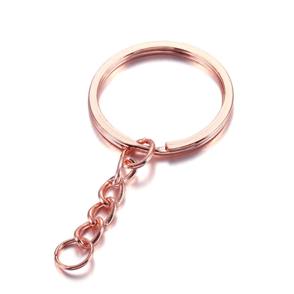 25x60mm, 30x60mm Key Ring with Chain and Open Jump Rings, 20 Pack (Color : Rose Gold, Size : 30x60mm) โ image 1