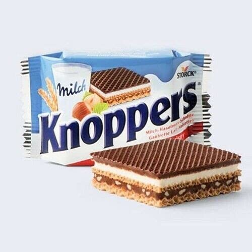 Stork German Candy KNOPPERS Hazelnut Cream Chocolate 8 cookie wafers