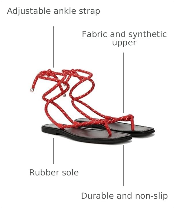 Image of Rope Flat Sandals for Women Strappy Open Toe Thong Sandals Summer Slingback Slip On Slide Sandals with Adjustable Strap