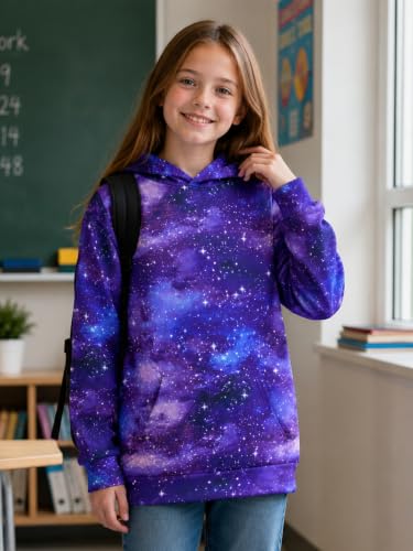 Image of uideazone Girls Graphic Hoodie, Long Sleeve Hooded Sweatshirt 4-14 Years