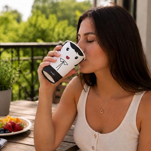 Image of Restaurantware 16-Ounce Paper Cups, Pack of 25 Madame Design Disposable - Leakproof, Recyclable, Black and White Insulated Hot Beverage Holders, Matching Lids Available for Purchase Separately