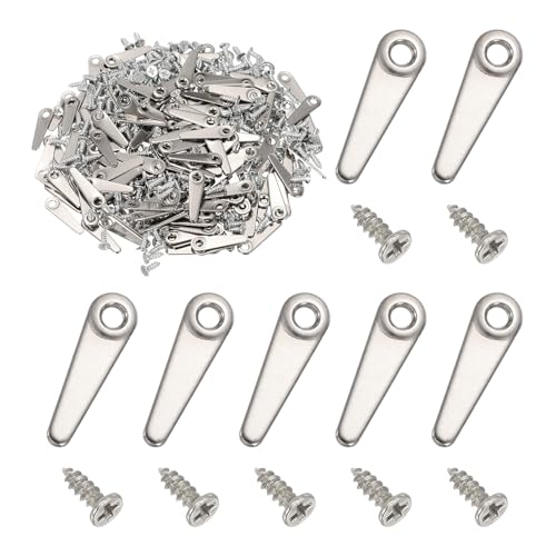 Image of uxcell 200pcs Picture Frame Backing Clips, 0.83 inch Photo Frame Turn Buttons Fasteners Hardware Corner Clip with 200pcs Screw for Hanging Pictures Craft Drawings, Pointer Shaped Silver