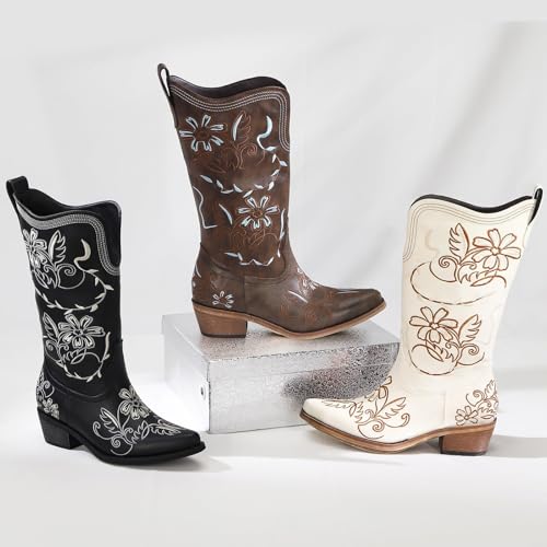 Image of Cowboy Boots for Women, Pointed Toe Chunky Heel | All-day walking comfort design, versatile for daily outfits, country music festivals and western style occasions
