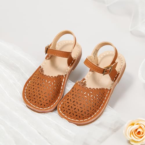 Image of Flaryzone Girls Sandals Closed Toe Summer Flats Dress Sandals Shoes Toddler /Little Kid