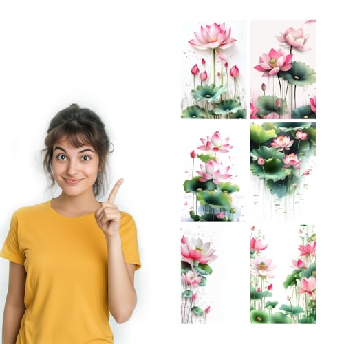 Image of SiddArtify Lotus Flower Wall Art Prints Set - Botanical Poster Decor for Living Room Bedroom Office - 12x18 inch Board Pack of 6