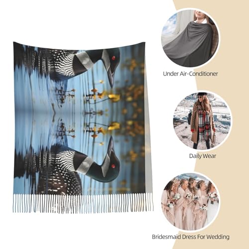 (Loon Birds) Elegant Women Tassel Scarf Soft Warm Long Shawl Wrap Ladies Fall Winter Scarves4