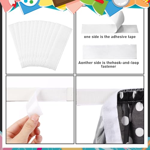 Image of Oudain 14 ft Black and White Polka Dots Table Skirt Cloths for Teacher Desk Boho Wrinkle Polka Dots Table Cover Skirt for Kindergarten Classroom Kidney Shaped Desk Back to School Supplies
