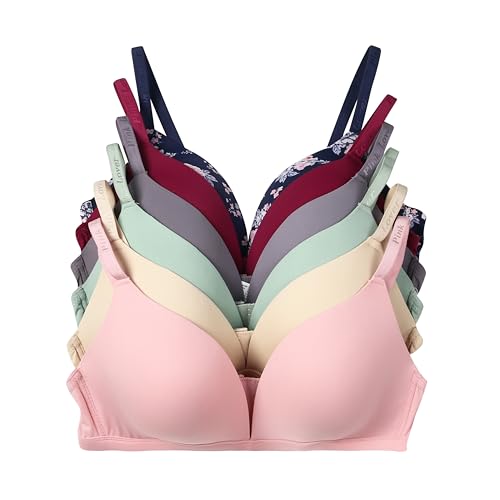 Image of Viola's Secret 6 Pack of Color Print T-Shirt Bras B Cup C Cup and D Cup