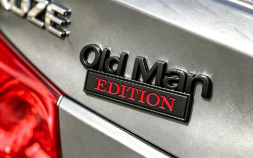 Image of 3D Old Man Edition Chrome Emblems Badges Sticker Car Vehicle, Truck, Motorcycle, RV, Scooter, SUV, Door, Window, Room, Wall and More Decoration (Black Red Edition)
