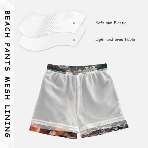 Pigsaly Boys Swim Trunks Jurassic Dinosaurs 3D Fire Boys Board Shorts Swimsuit Swimwear Summer Bathing Suit XS4