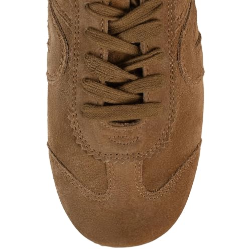 Suede Sneakers for Women Classic Round Toe Lace Up Athletic Shoes Comfortable Casual Low-Top Womens Flats4