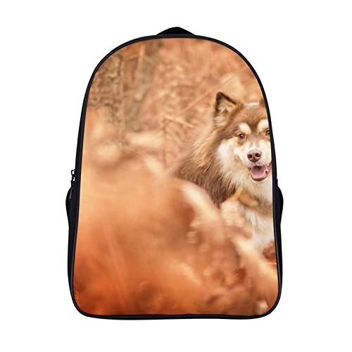 Sac à dos mode imprimé chien 3D unisexe pour collège et loisirs