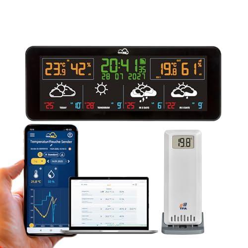 TFA Dostmann WLAN Funk Wetterstation TFA.me ID-07, 35.8107.01, Profi-Wettervorhersage durch wetter.com 4 Tage, Online-Portal, Außensensor, ideal für...
