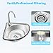 Corner Basin Sink, Stainless Steel Single Bowl Sink, Wall/Countertop Mounted Triangular Hand Basin Sink with Faucet & Drain Inlet Pipe for Restaurants, Bars, Cafes, Kitchens, Bathrooms