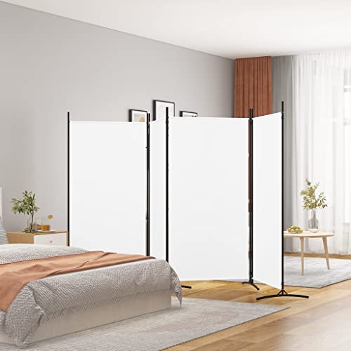 Biombo blanco 346 x 180 cm, separador de habitaciones para el hogar y la oficina, protección visual, plegable, transpirable, fácil montaje