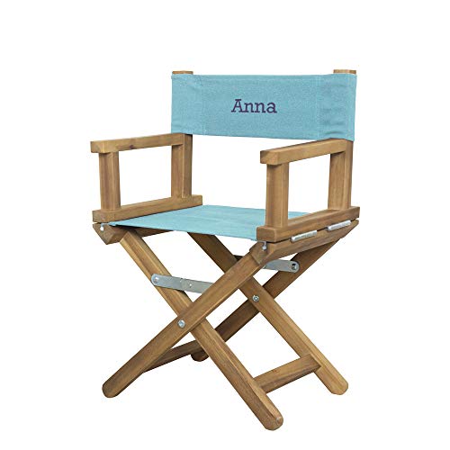 Amikado Fauteuil de metteur en scène bébé & Enfant personnalisé - châssis Bois Naturel (Bleu Ciel) - Dimensions : H 55 x L 36 x P 28 cm